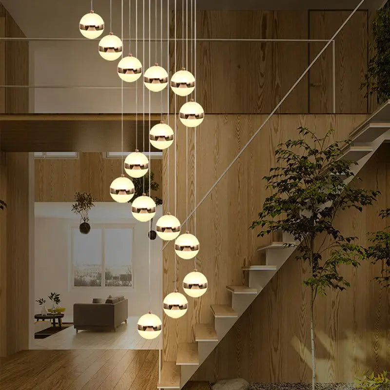Gold Acrylic Staircase Chandelier