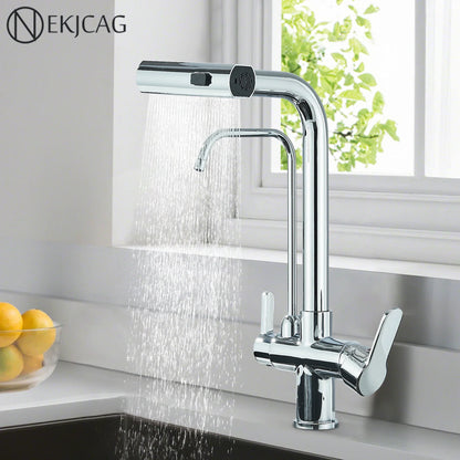 Decorbites™ 3-Modus-Wasserfall-Küchenarmatur mit 360°-Drehung und herausziehbarem Sprühkopf