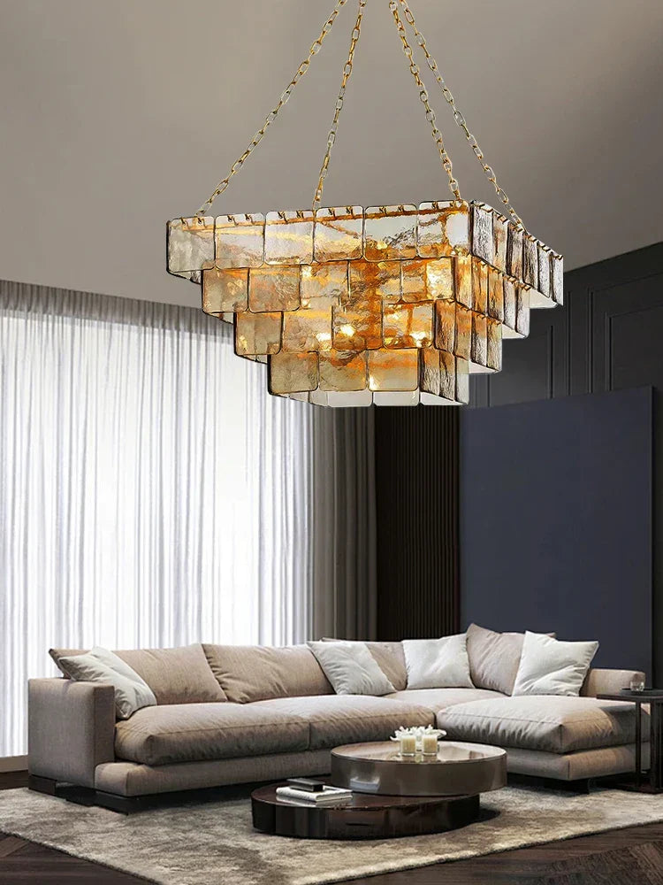 Gold Luxe Glass Chandelier