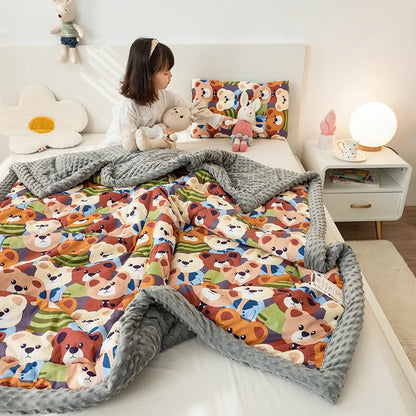 Decorbites™ Baumwoll-Blumendruck Doppelbettdecke | Retro Soothe Kuscheldecke Bettwäsche