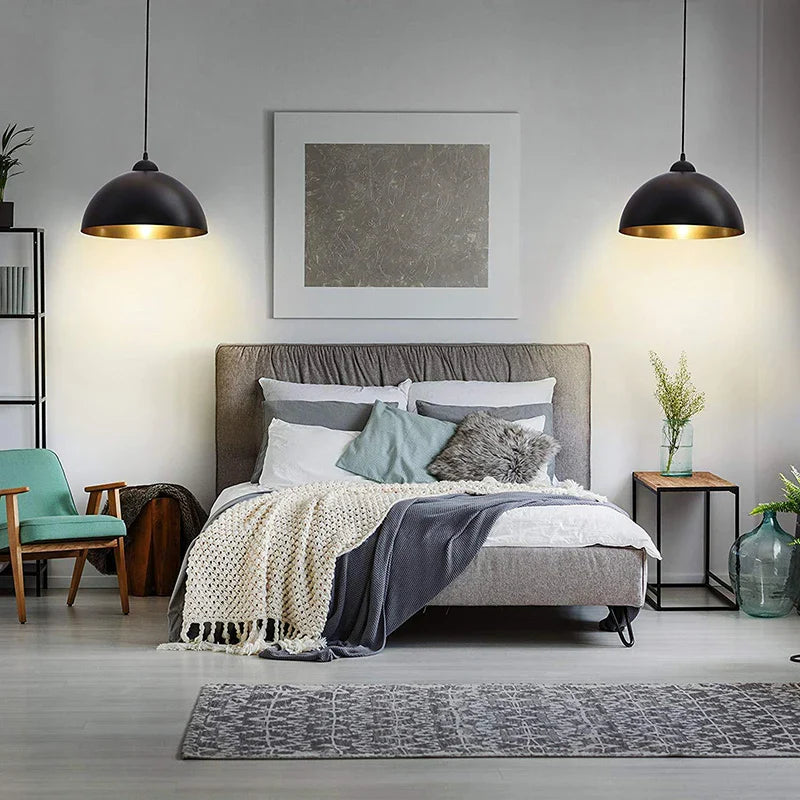 Nordic Industrial Black Dome Pendant Light