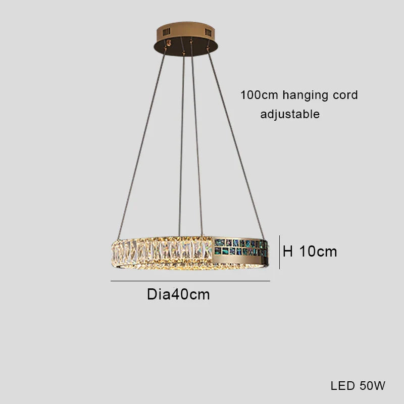 DecorBites™ Crystal Ring Ceiling Chandelier | Stainless Steel | Luxury Home Decor