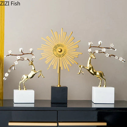 Decorbites™ Geweih-Statue des Hirsches - Emaille-Skulptur eines Sikahirsches zur Raumausstattung