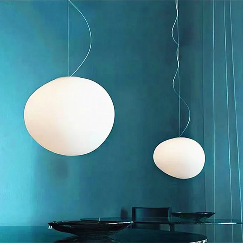 Minimalist Cobblestone White Acrylic Pendant Light