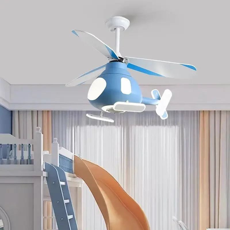 Decorbites™ Kinder-Hubschrauber-Deckenventilator mit LED-Licht-Leuchter – Modernes Flugzeugdesign