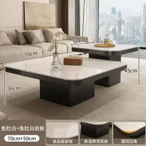 Decorbites™ Leichtes Luxus-Fels-Quadratisches Couchtisch Modern Minimalistisch Wohnzimmer-Kombination