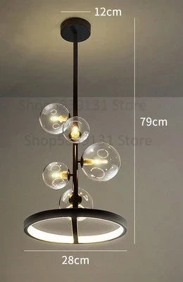 Decorbites™ Glasball-LED-Kronleuchter: Moderne lange Pendelleuchte für Wohnzimmer und Geschäft