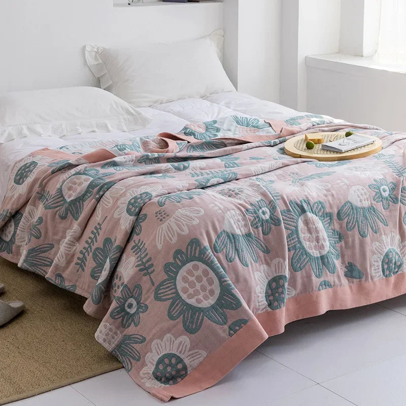 Decorbites™ Baumwoll-Gaze-Handtuch-Wurfdecke - Weiche und gemütliche Bettdecke für alle Jahreszeiten