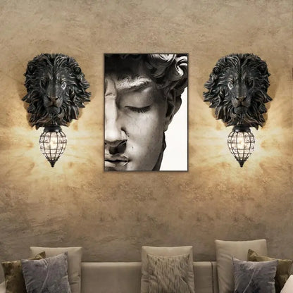 Decorbites™ Löwenkopf-Harz-Wandlampe: Europäischer Stil Wohnzimmerleuchte für die Hausdekoration