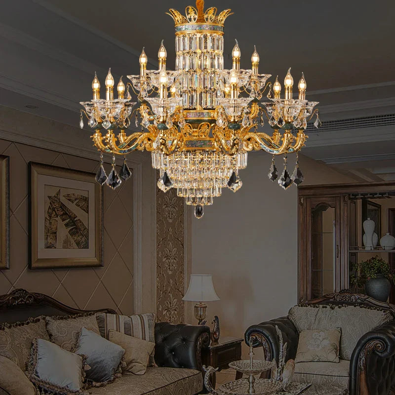 Copper Crystal Chandelier 34-Head D163cm