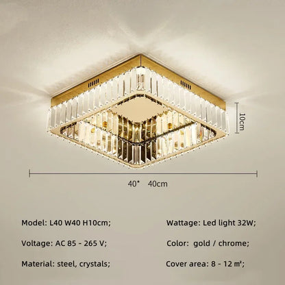 Decorbites™ Kristall-LED dimmbare Deckenleuchten: Moderne quadratische Stahlarmatur für das Wohnzimmer