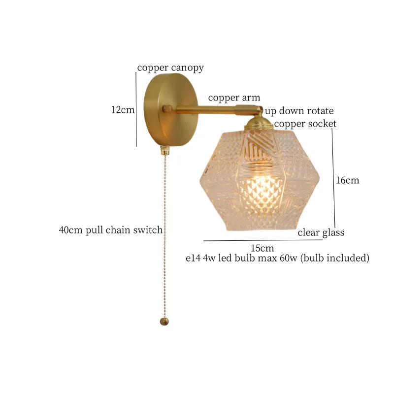 Decorbites™ Bell Glass LED Wandlampe für Wohnzimmer, Badezimmer, Treppenbeleuchtung – Japanischer Vintage-Stil