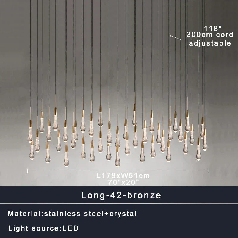 DecorBites™ Crystal Water-drop Chandelier Light Fixture - Luxury Stairwell Decor