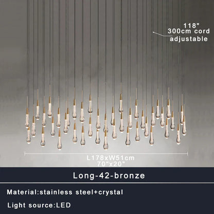 DecorBites™ Crystal Water-drop Chandelier Light Fixture - Luxury Stairwell Decor