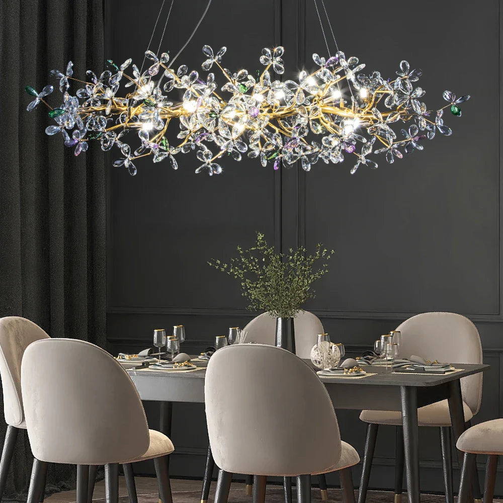 Decorbites™ Kristallblumen-Kronleuchter Gold LED Baumzweige Luxus-Kronleuchter