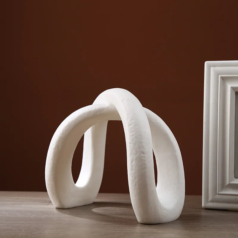 Decorbites™ Unendlichkeitssymbol Weiße Keramikskulptur - Nordisches Modernes Kunstdekor für Zuhause und Büro