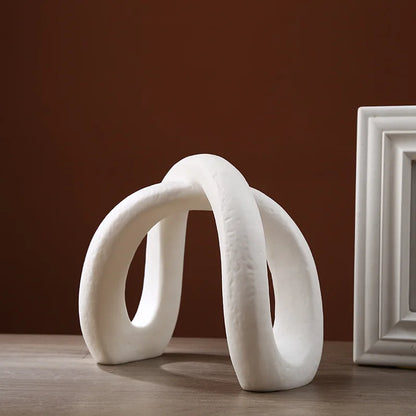 Decorbites™ Unendlichkeitssymbol Weiße Keramikskulptur - Nordisches Modernes Kunstdekor für Zuhause und Büro