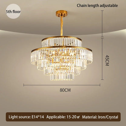Decorbites™ Goldener Kristall-Leuchter-Hängelampe für luxuriöses Wohnzimmer, Esszimmer, Schlafzimmer