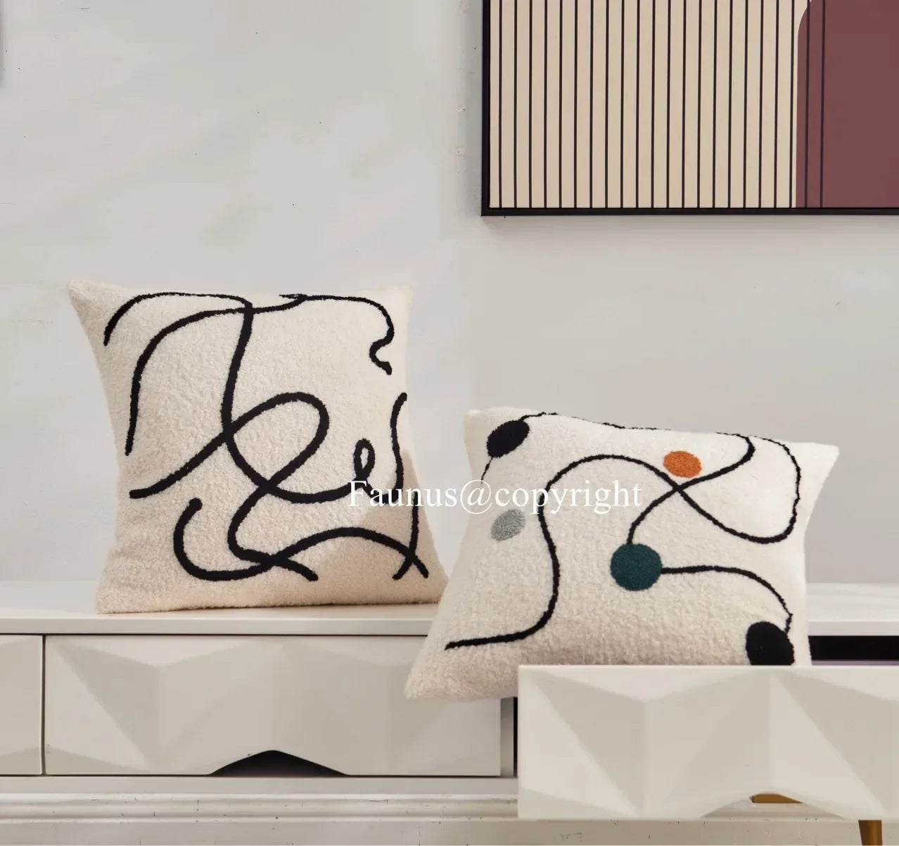 DecorBites™ Geometric Embroidery Cushion Covers: Nordic Modern Decorative Pillowcase for Living Room