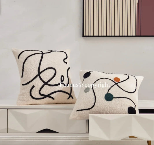 DecorBites™ Geometric Embroidery Cushion Covers: Nordic Modern Decorative Pillowcase for Living Room