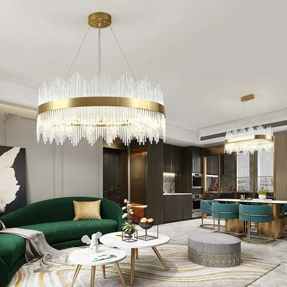 Decorbites™ Gold-Kristall-Kronleuchter dimmbar Luxus-Pendantleuchten für Schlafzimmer & Wohnzimmer