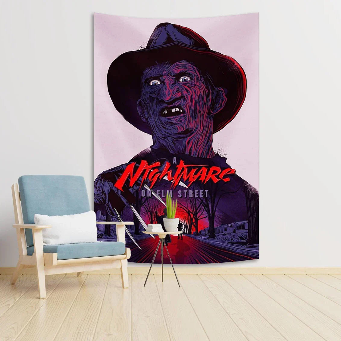 DecorBites™ Horror Movie Freddy Krueger Wall Tapestry: Scary Halloween Room Decoration