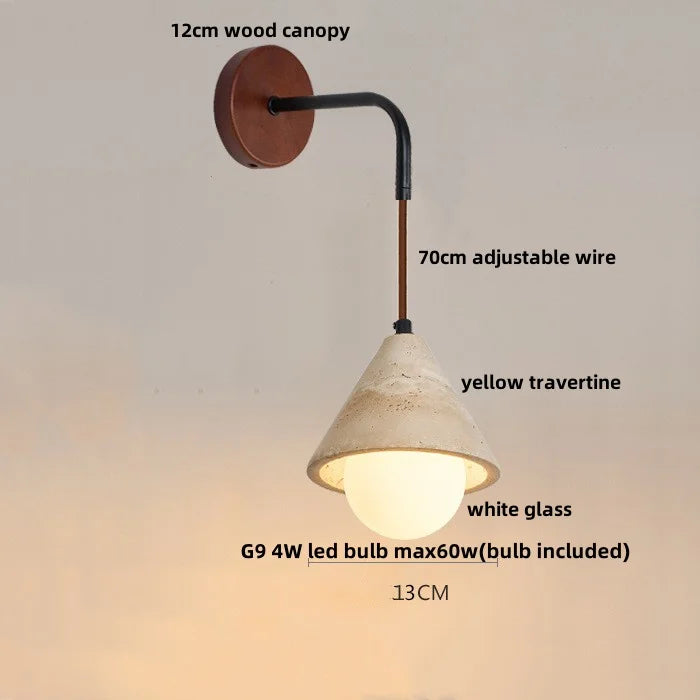 DecorBites™ Adjustable LED Wall Sconce Yellow Travertine Stair Light Fixture for Home Decor