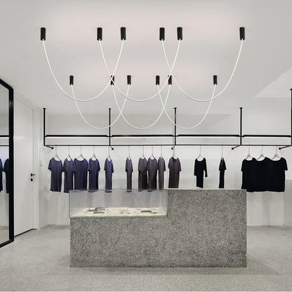 Decorbites™ Leder Leuchtende Linien Kronleuchter | Moderner Minimalistischer Duplex Esszimmer Büro Kunst Luxus Lampe