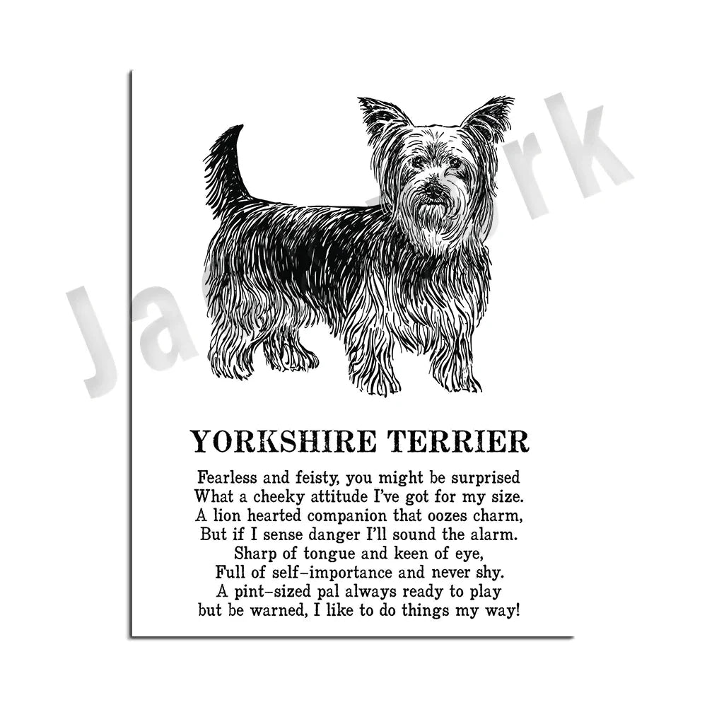 Decorbites™ Gemütliche Hunde-Kollektion: Hundepoesie-Poster mit Lhasa, Schäferhund, Terrier, Bulldogge, Tibetischer, Yorkie