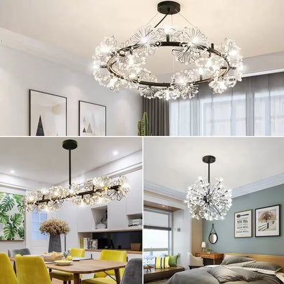DecorBites™ Crystal Bionic Petals Chandelier for Living Dining Bedroom Hall Hotel Decor