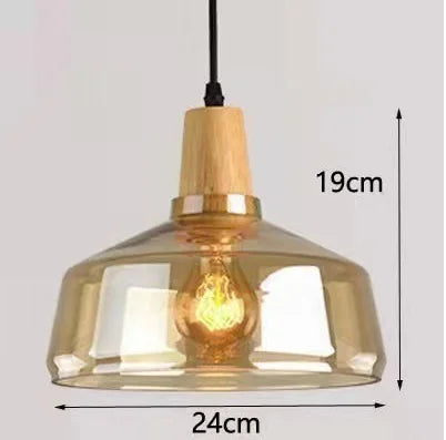 Decorbites™ Glas-Lampenschirm-Hängeleuchte, Holz-Hänge-Suspension, Retro-Amerikanisches Design