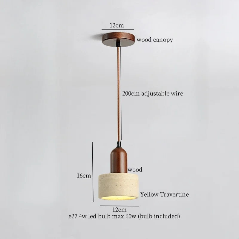 Decorbites™ Japanisches Vintage-LED-Pendant-Licht, Gelber Travertin Wabi-Sabi Hängelampe