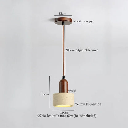 Decorbites™ Japanisches Vintage-LED-Pendant-Licht, Gelber Travertin Wabi-Sabi Hängelampe