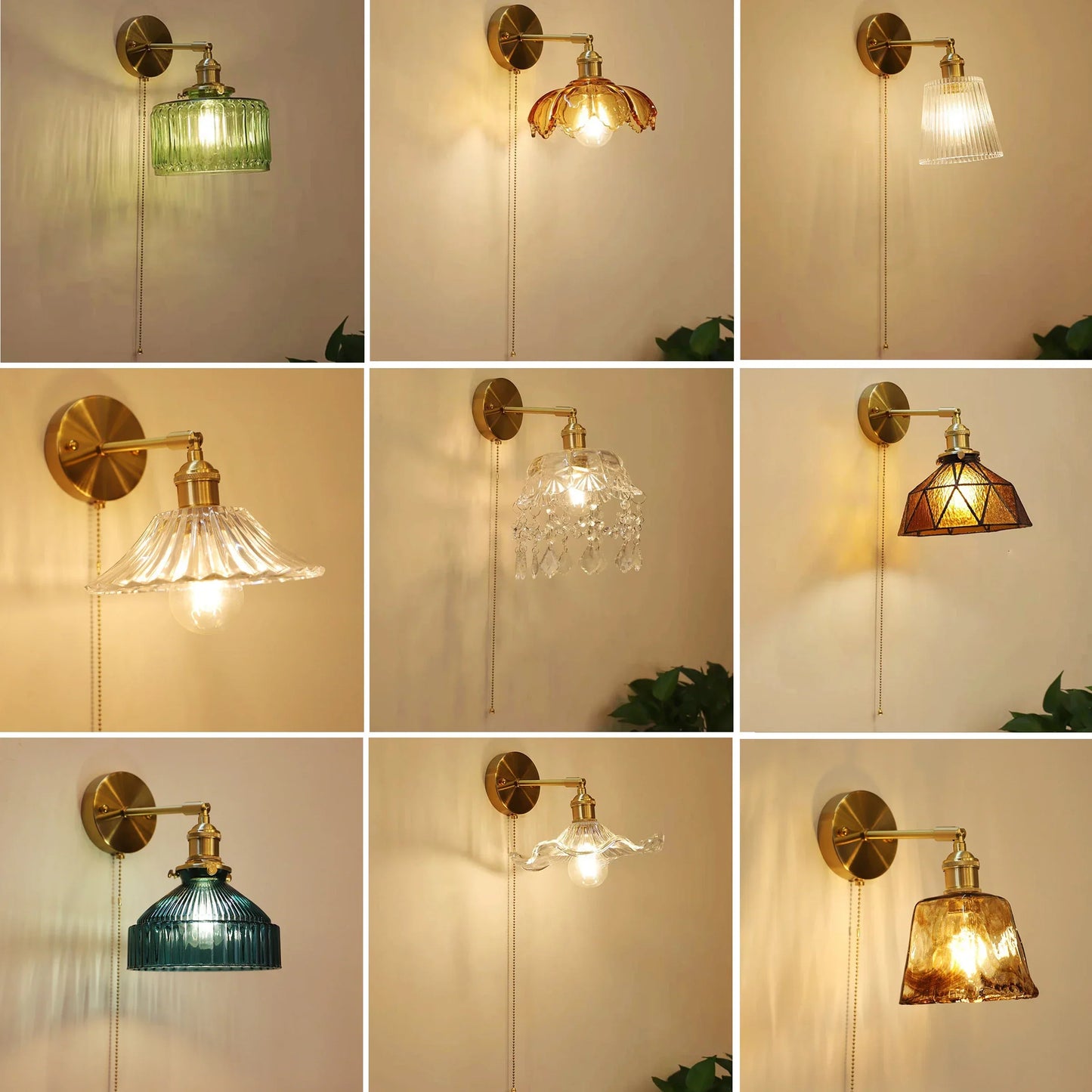 DecorBites™ Art Deco LED Wall Lamp with Pull Switch, Nordic Design, Glass Interior Wall Light