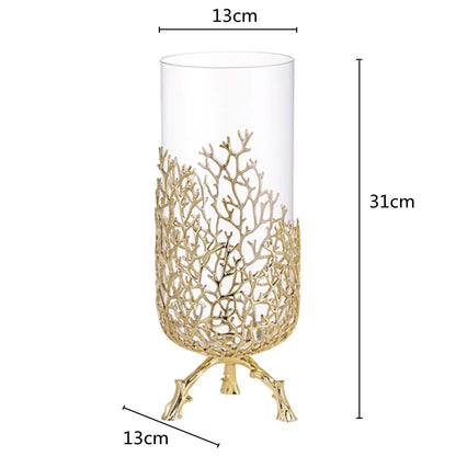 DecorBites™ Coral Crystal Tree Glass Vase Metal Frame Resin Ocean Figurines, Home Decor