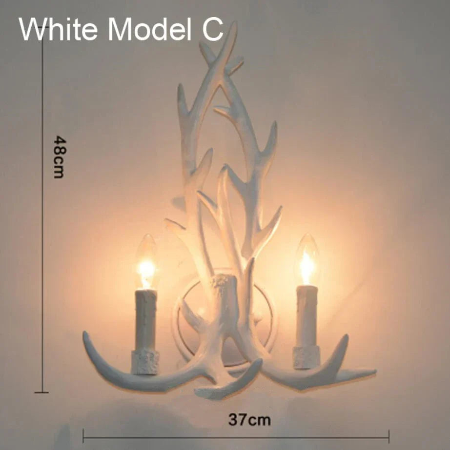 Decorbites™ Hirschgeweih-Harz-Wandleuchte mit warmweißem LED-Licht