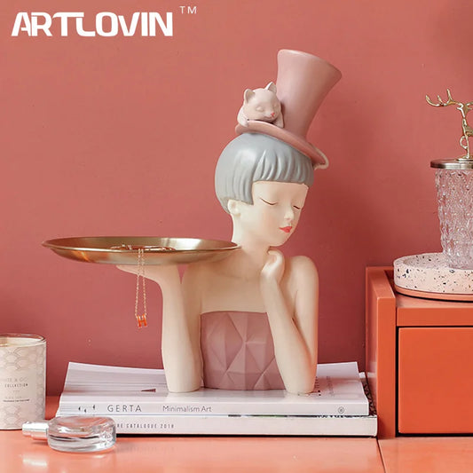 Decorbites™ Elegante Frauenbüste Skulpturen-Tablett | Moderne Wohnraumausstattung und Dekorationen