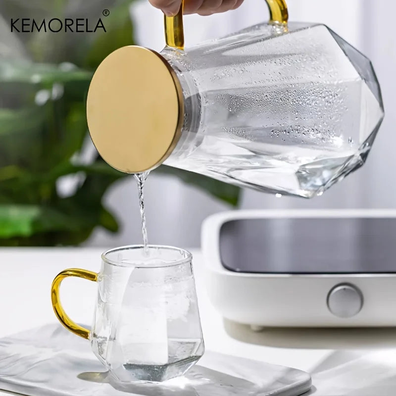 Decorbites™ Diamant-Textur-Glas-Teeservice - Elegantes Kännchen für heißes und kaltes Wasser für zu Hause