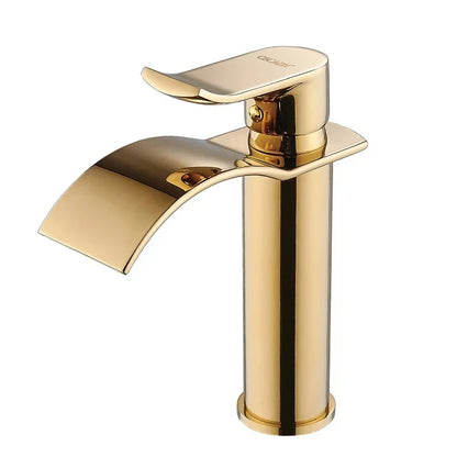 Decorbites™ Gold Wasserfall Badezimmerarmatur Einhebel-Waschtischmischer Armatur Messing Waschbecken Hahn