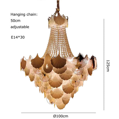 DecorBites™ Ginkgo Gold LED Chandelier Fixture for Living Room