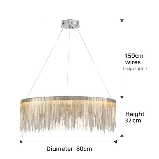 DecorBites™ Gold Chain Chandelier with Remote Control - Modern LED Pendant Light for Home Décor