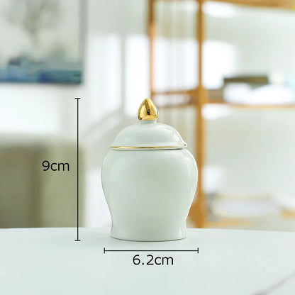 Decorbites™ Goldene Teedose Keramik-Vorratsgefäß mit Deckel zur Schreibtischdekoration