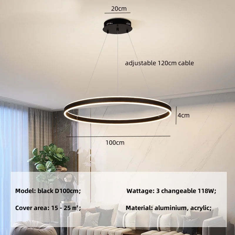 Decorbites™ Kreis-Hängeleuchter mit Dimmbarem LED-Licht für das Moderne Wohnzimmer