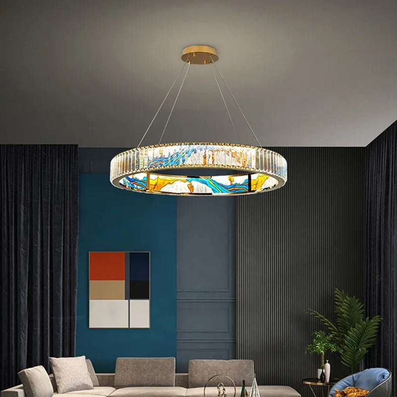 Decorbites™ Circle Stahl LED Pendelleuchter, Moderne dimmbare Beleuchtung für Wohnzimmer und Heimdekoration