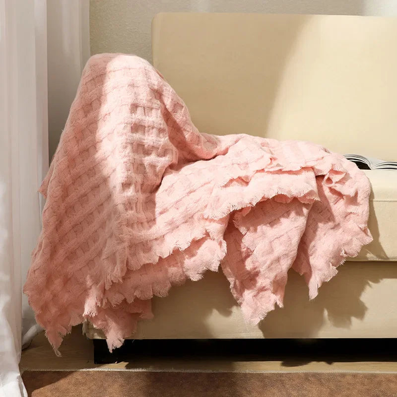Decorbites™ Gestrickte Waffelmuster-Decke - Ganzjährige Sofabezug, Bettüberwurf und Handtuch für das Bettende