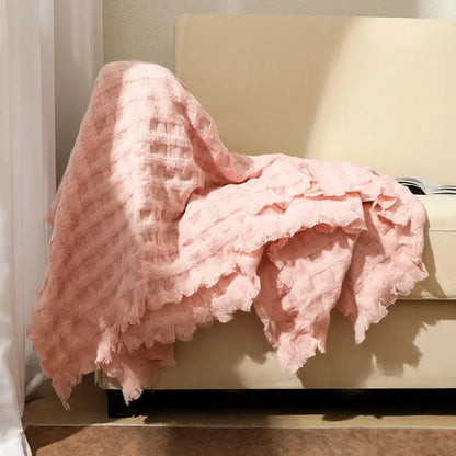 Decorbites™ Gestrickte Waffelmuster-Decke - Ganzjährige Sofabezug, Bettüberwurf und Handtuch für das Bettende