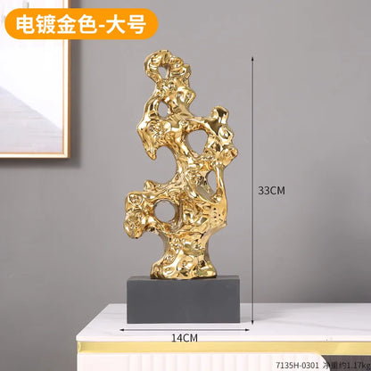 Decorbites™ Goldene Hohlstein-Statue Korallen-Skulptur Wohnungsdekoration Figuren