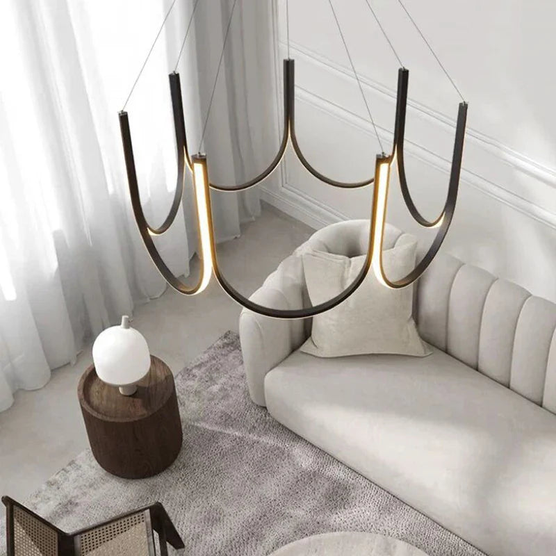 Gold Designer Pendant Light Long 125cm Metal
