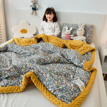 Decorbites™ Baumwoll-Blumendruck Doppelbettdecke | Retro Soothe Kuscheldecke Bettwäsche