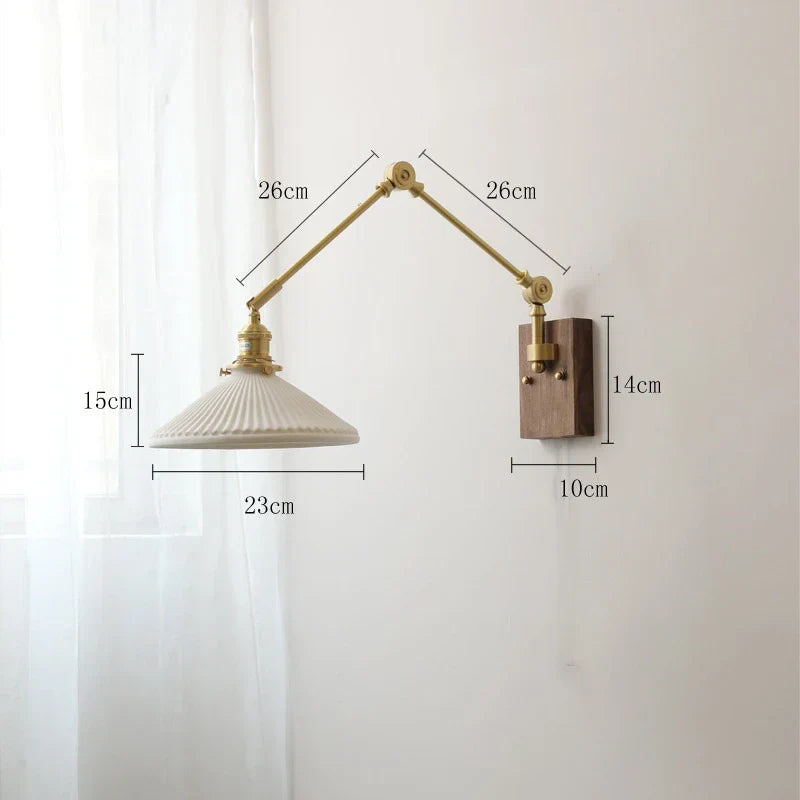 DecorBites™ Copper Wall Lamp with Pull Chain Switch, Nordic Design, LED Bulb, Ceramic Lampshade